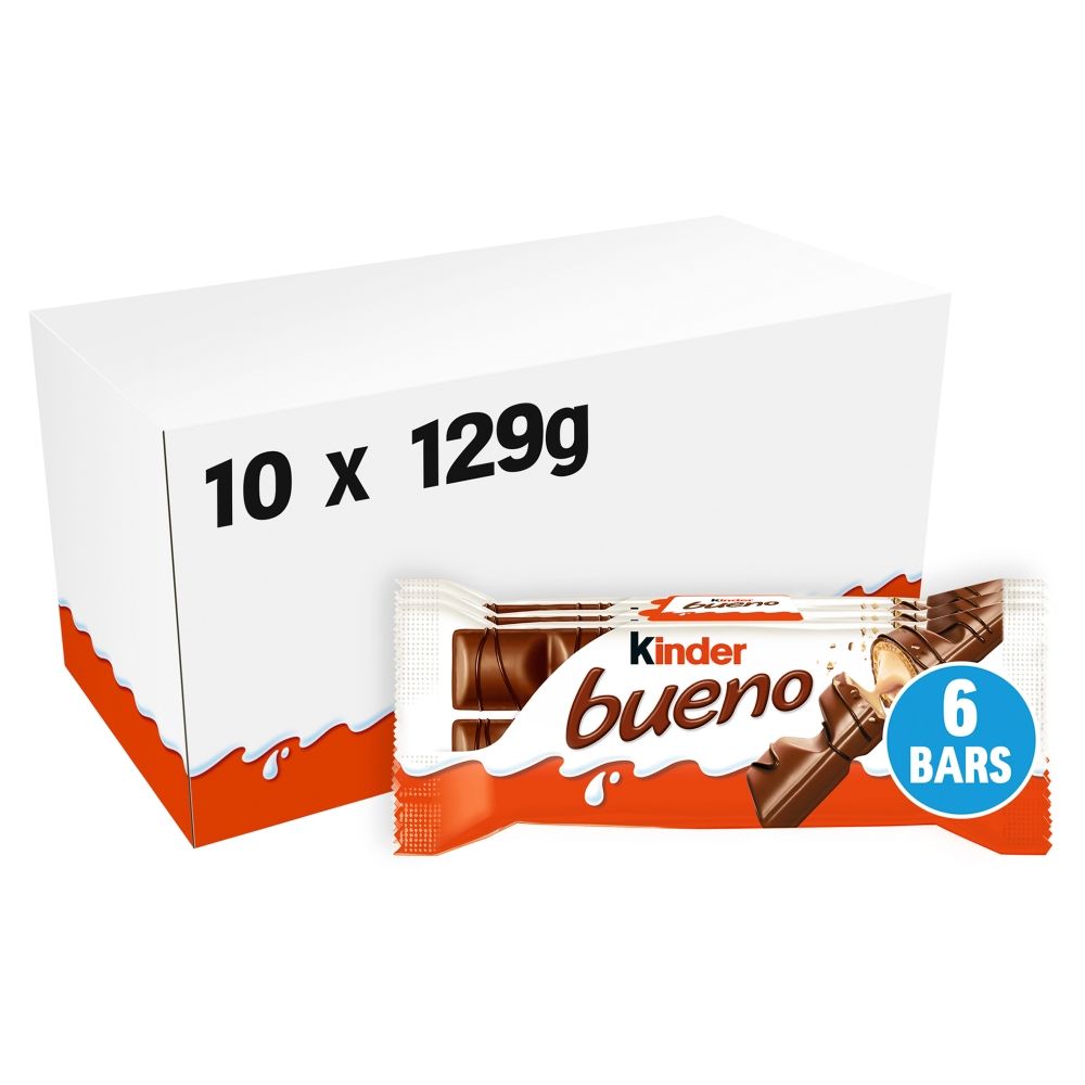 Kinder Bueno Milk Chocolate & Hazelnut Twin Bars Multipack 3 x 43g