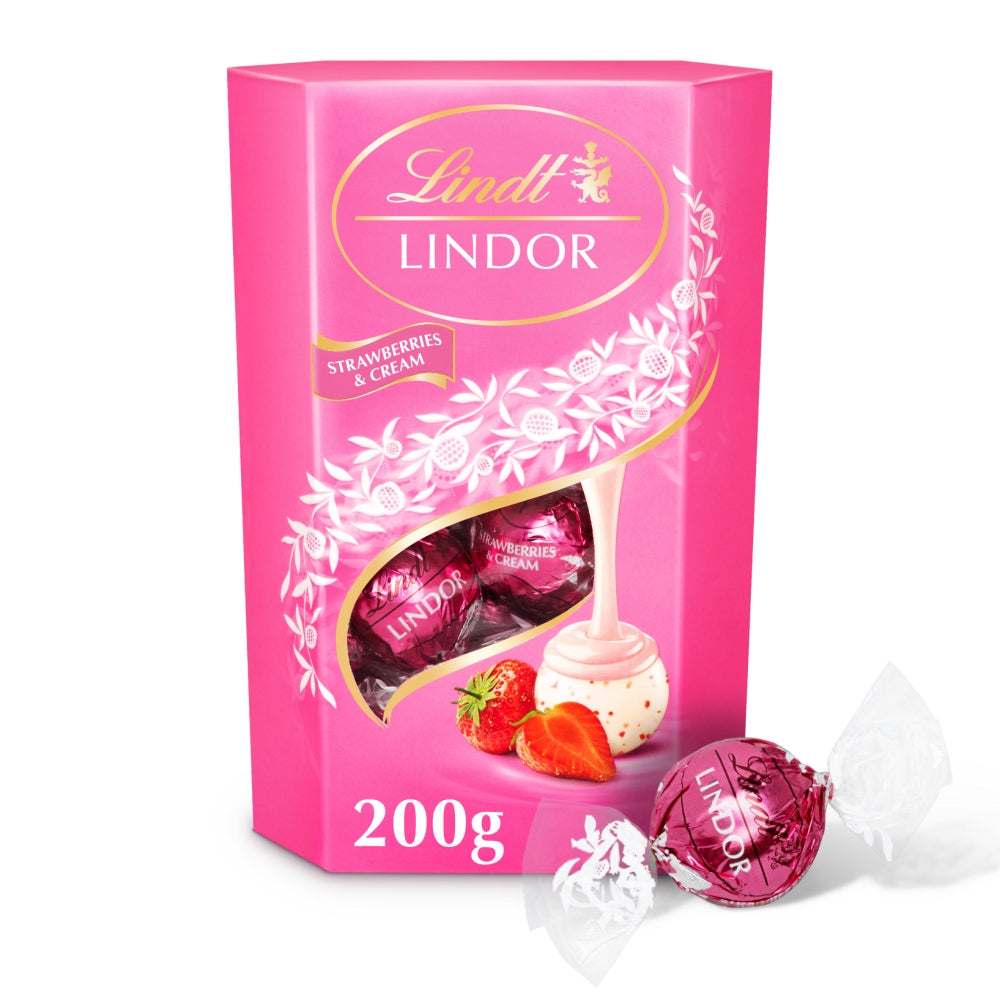 Lindt Strawberries & Cream Chocolate Truffles Box 200g