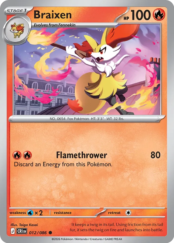 Pokémon TCG: Chaos Rising — Braixen 12/086