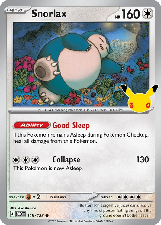 Pokémon TCG: 30th Celebration — Snorlax 119/128