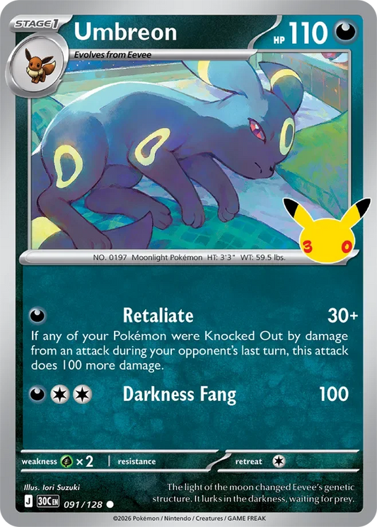 Pokémon TCG: 30th Celebration — Umbreon 91/128